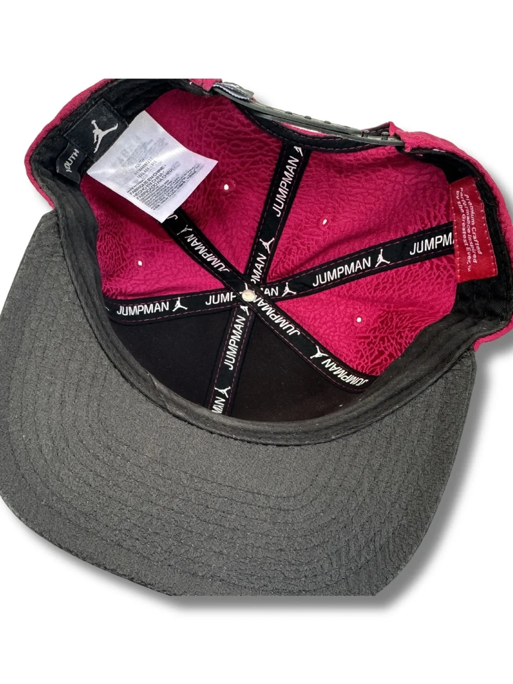 Jordan Snapback Hat in Magenta and Black with Elephant Print
